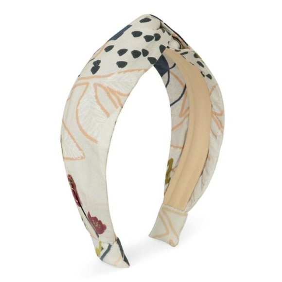 AUTUMN ADEIGBO Natural Headband Knot Top Natural Floral Print